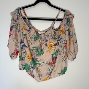 Ardene Floral Off-Shoulder Top with sleeves Size XL